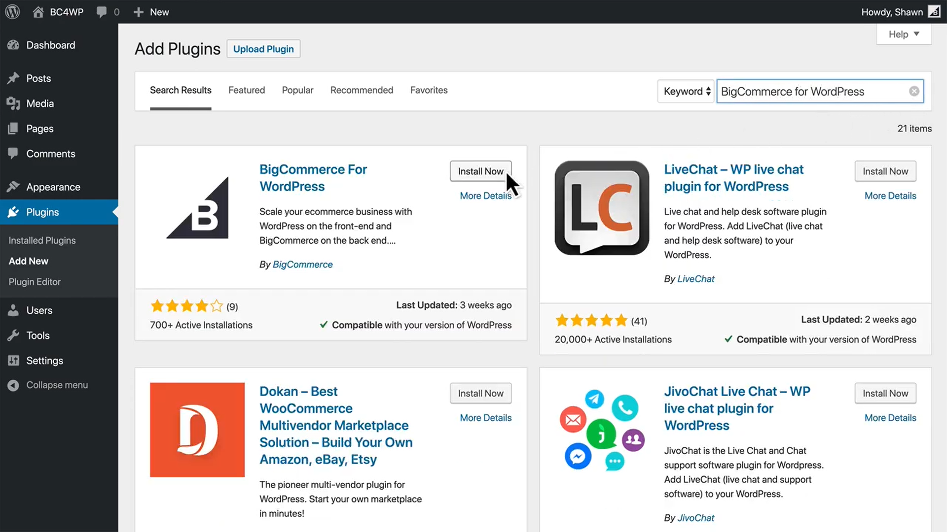 Install BigCommerce for WordPress